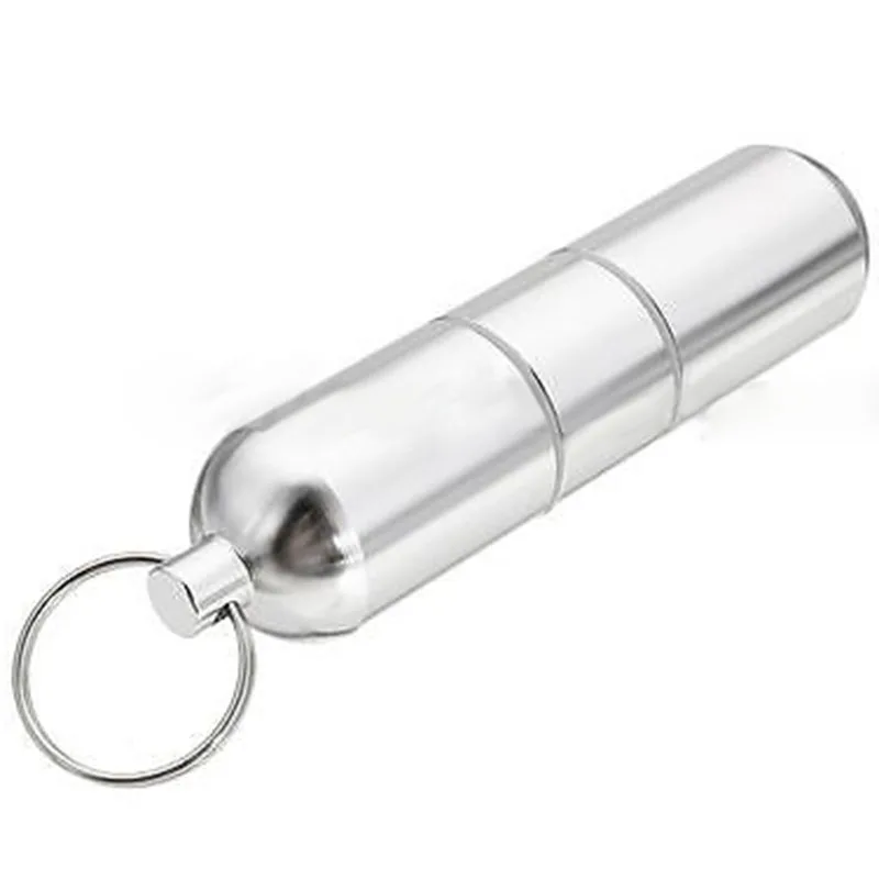 1pc Silver Aluminum Metal Cigarette Capsule Case Waterproof Pouch Camping