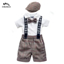 Boys 4PC Clothing Set cotton Romper White grid Shorts overalls Baby Suit 0-2 Years Summer Newborn Children Clothes suit boy sets Boys 4PC Clothing Set cotton Romper White grid Shorts overalls Baby Suit 0-2 Years Summer Newborn Children Clothes suit boy sets