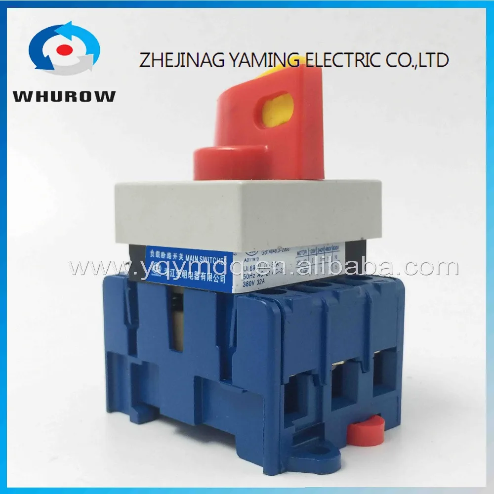 

Isolating switch YMD11-32C distribution board switch 3P 32A OFF-ON red handle padlock rotary universal load break switch Factory