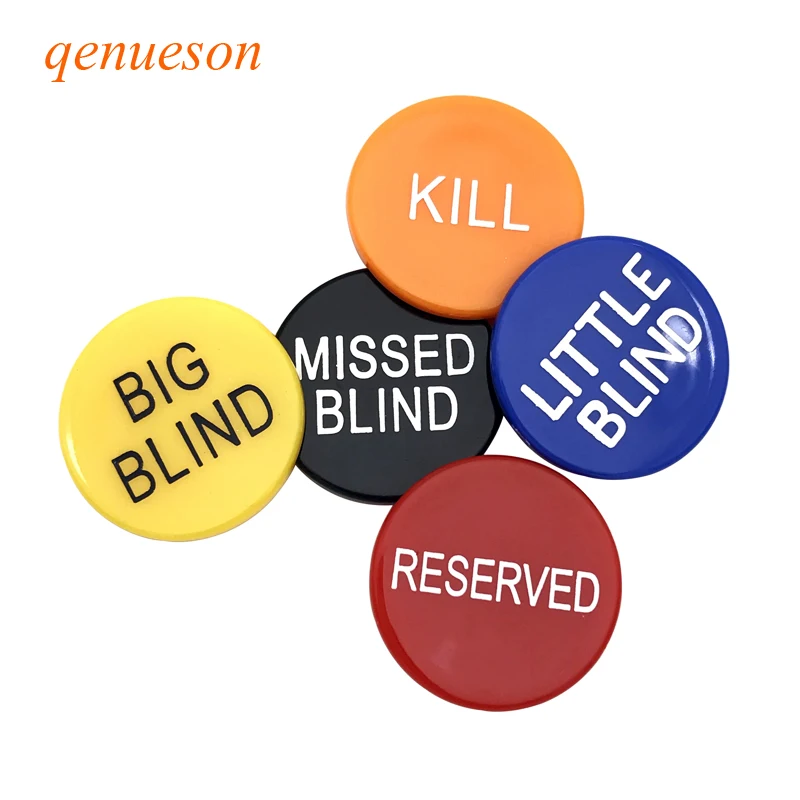 

New high quality 5pcs/set Texas Hold'em Dia 29mm*2.5mm Big Blind Small Blind Dealer Poker chips for cards board game accessories