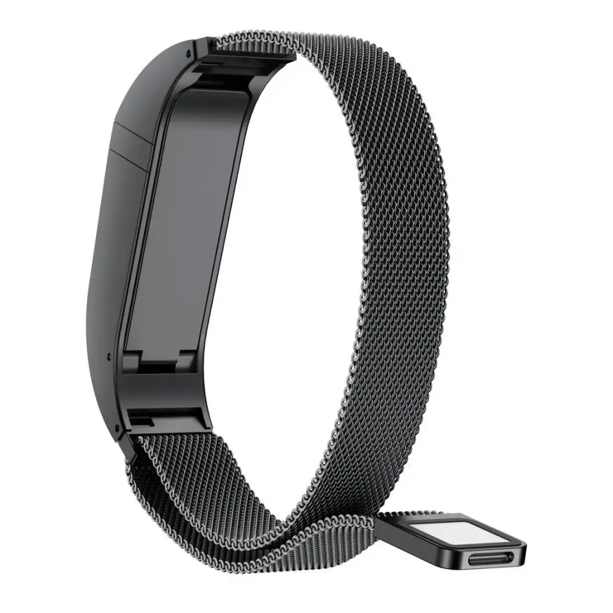HIPERDEAL сменный ремешок Миланская Магнитная Петля из нержавеющей стали Смарт-часы ремешок для Fitbit Flex 2(5,51-8,46 дюйма) браслет - Цвет: Черный