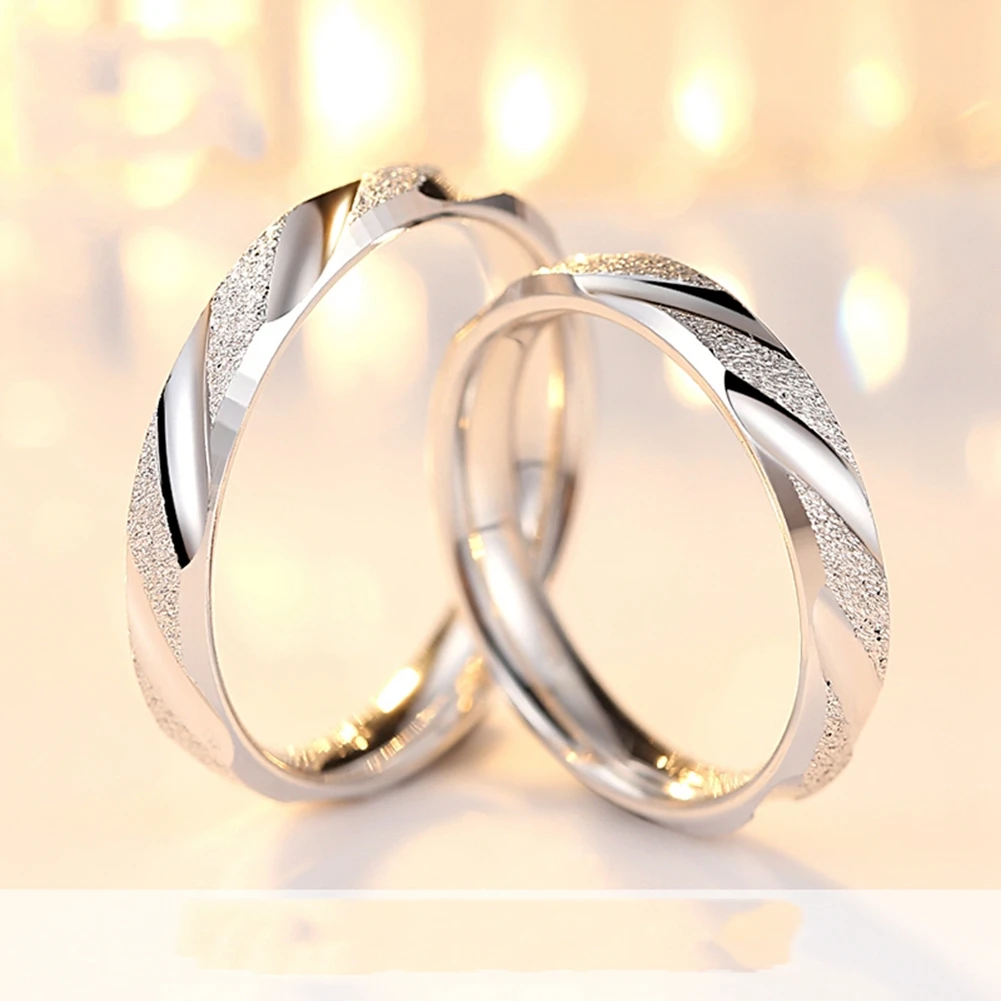 1PCS sterling-silver-jewelry Couple Ring Real Pure Sterling Silver 925 Jewelry Fashion Simple Style Lovers Rings For Women / Men