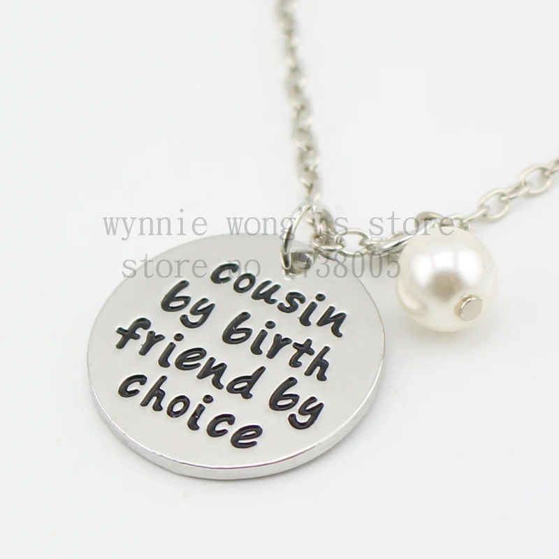 

2015 new arrive Cousin Necklace- "cousin by birth friend by choice" silver pendant Necklace Christmas Gift Jewelry