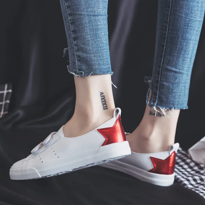 

2018 summer new fashion shoes woman casual PU leather shallow simple women casual white shoes sneakers