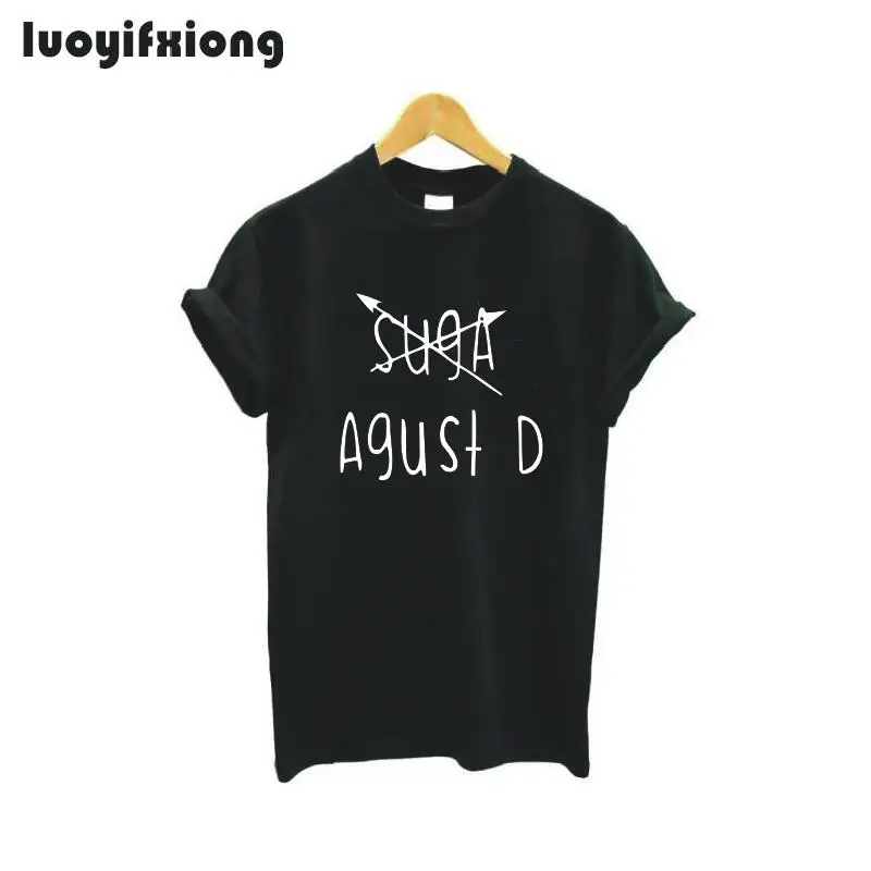 

Luoyifxiong Agust D T-Shirt Women 2019 Summer Casual Letter T Shirt Women Shirts Short Sleeve Tee Shirt Femme Camisetas Mujer