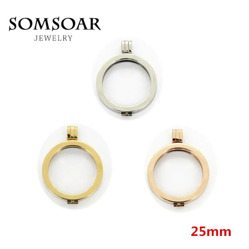 

Somsoar Jewelry 25mm Small Plain Coin Holder Frame Coin Holder Stainless Steel Pendant fit small my coin 10pcs/lot