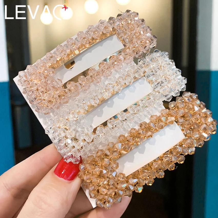 

Levao Korean Irregular Crystal Hairpins Hollow Square Water Drop Beading Hair Clips Solid Bow Flower Girls Fashion Barrettes