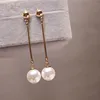 Korean Simulated Pearl Long Tassel Bar Drop Earrings For Women OL Style Sweet Dangle Brincos Party Jewelry Gift Wholesale EB478 ► Photo 2/5