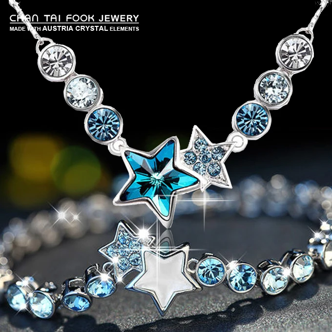 

IREACESS New fashion luxury Genuine SWA Element Austrian Crystal star Necklace and Bracelets bridal jewelry sets for women