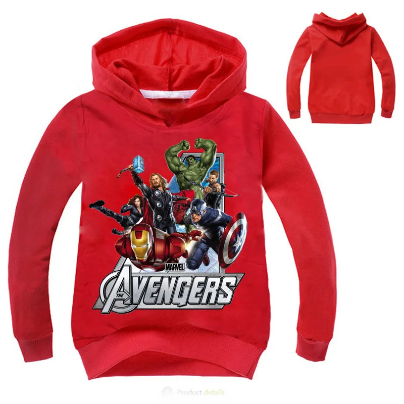 Детская куртка с рисунком для мальчиков; толстовки с капюшоном для мальчиков; Мстители; Супергерои Marvel; Железный человек; Тор; Халк; Капитан Америка; Человек-паук; толстовка; От 2 до 14 лет
