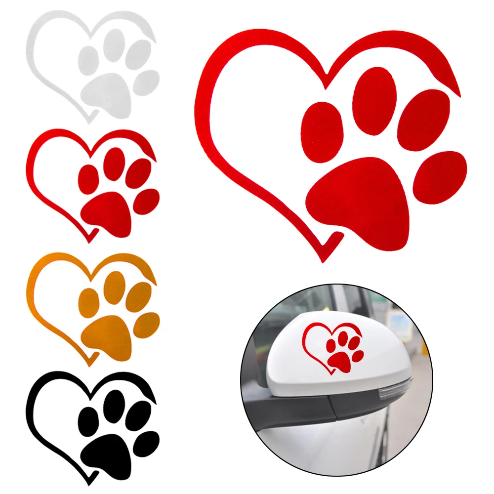 

1PC Waterproof Cute Dog Cat Paw Heart Vinyl Decal Reflective Sticker Window Wall Bumper Decoration Auto Styling Tools