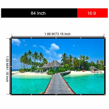 

Excelvan 84 inch Simple Folded Projection Screen Wrap Fabric Roll Up 16:9 Cloth Screen with hole for projector Home theater