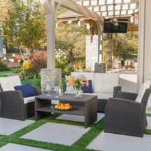 Горячая качественная уличная мебель небольшой диван софа из ротанга для отдыха набор