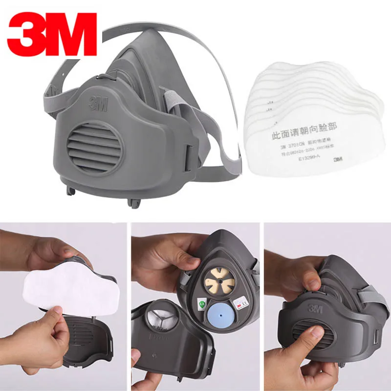 Acheter 3 m 3200 Respirateur Peinture Pulvérisation Poussière Masque À Gaz avec support et 20 pcs 3701 filtres