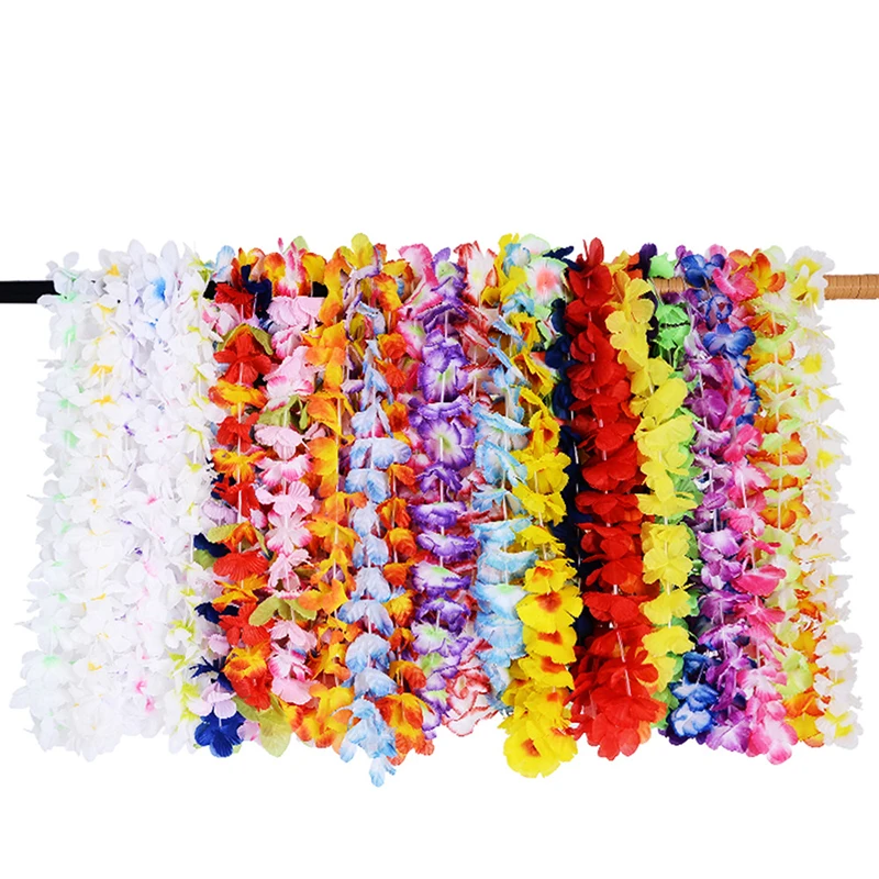 36 шт. в партии Гавайские Искусственные цветы Leis гирлянда на шею нарядное платье Гавайские пляжные цветы вечерние украшение случайный цвет