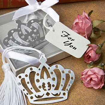 

200PCS Real Hot Sale Imperial Crown Bookmarks Metal With Tassels Stationery For Books Kids Gifts Wedding Favors