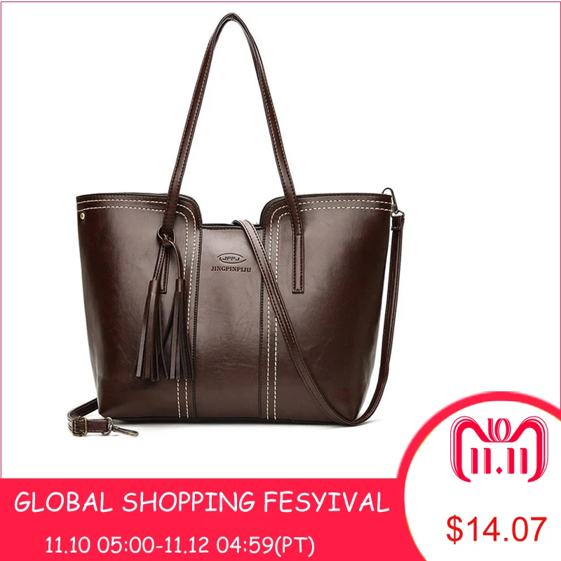Women PU Leather Handbags Large Capacity Tassel Tote Bags Female Vintage Bag For Women Shoulder Bag Bolsos Mujer De Marca Famosa Women PU Leather Handbags Large Capacity Tassel Tote Bags Female Vintage Bag For Women Shoulder Bag Bolsos Mujer De Marca Famosa