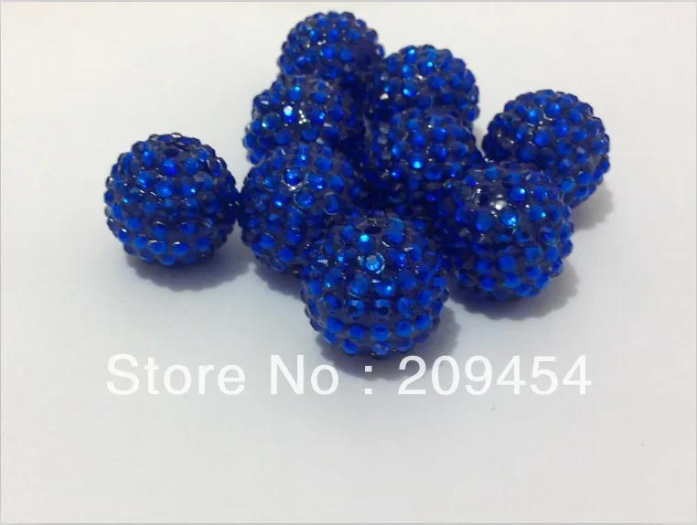 

20mm 100pcs/lot Deep Blue(15#) Color Resin Rhinestone Ball Beads,Chunky Beads For Kids Jewelry Making