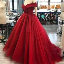 Темно-красное бальное платье Пышное Платье простой дизайн Vestidos с открытыми плечами новые официальные платья на заказ