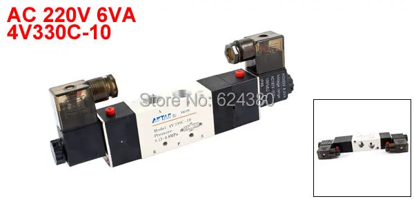 

4V330C-10 Three 3 Position 5 Way Port Electromagnetic Pneumatic Air Solenoid Valve AC 220V