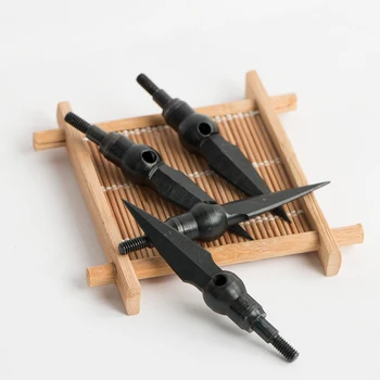

6pcs 210 grain Black Carbon Steel Broadheads for Archery Outdoor Hunting Shooting Thread Arrowhead Arrow Accessories