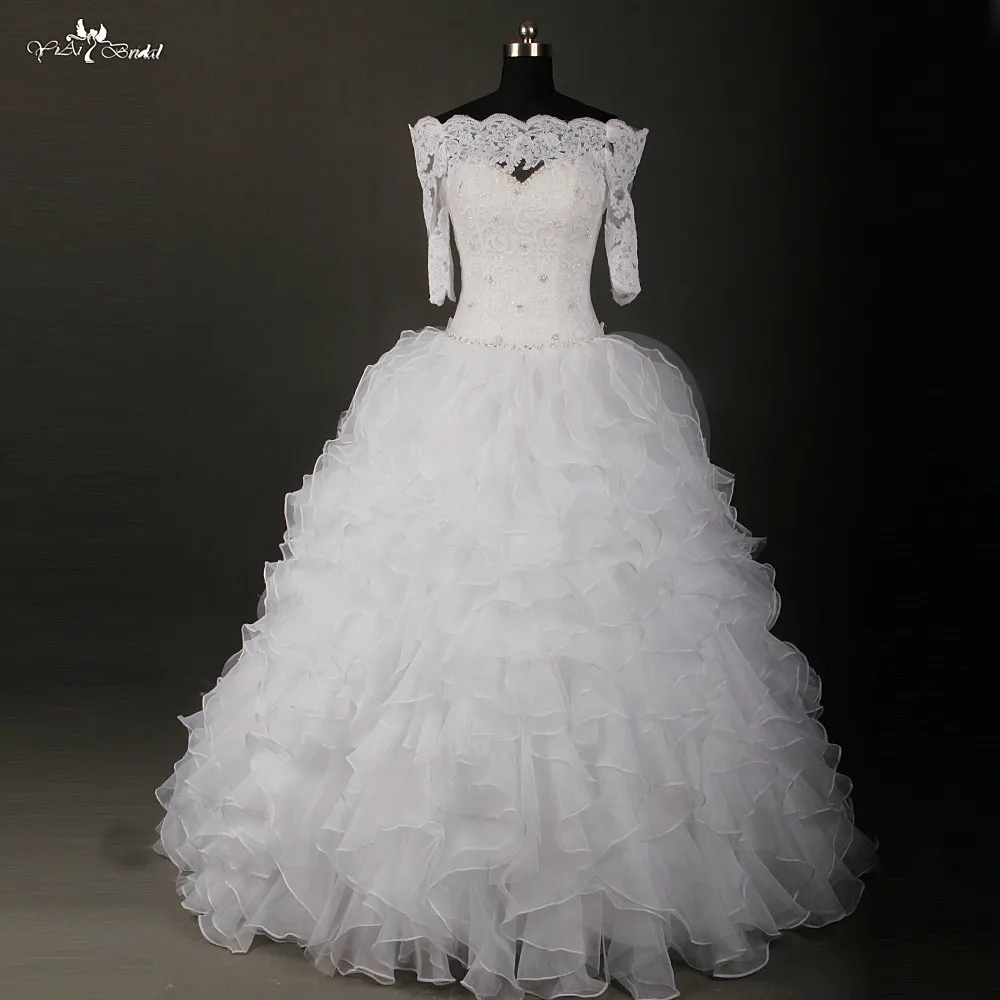 Rsw805 Venice Lace Flounced Ball Gown Free Off The Shoulders