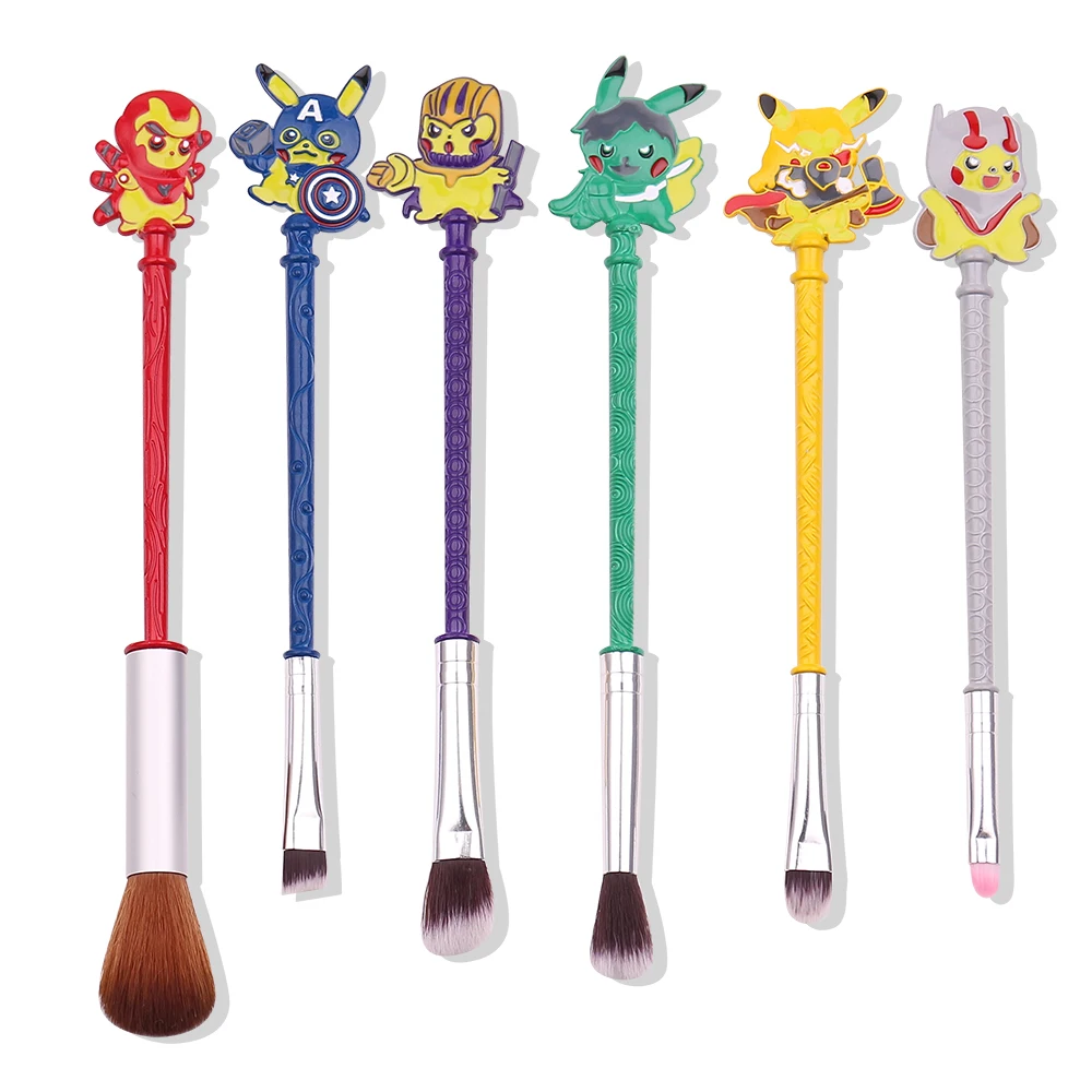 

Pikachu Makeup Brushes Set Cosmetic Eye Shadow Blending Eyebrow Crease Brushes Beauty Tools Convenient For Travel Makeup Kits