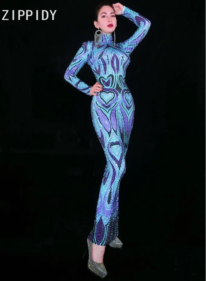 Promocionespecial Vestido Largo Morado Y Azul Con Diamantes De Imitacion Para Mujer Vestido De Fiesta De Cumpleanos Para Mujer Vestido De Noche Para Cantante May 2020