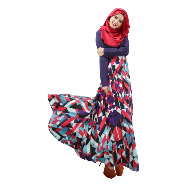 

2019 Abaya Jilbab Islamic Muslim Women Long Sleeve Maxi Dresses Kaftan Ramadan Festival Muslims Floral Dress