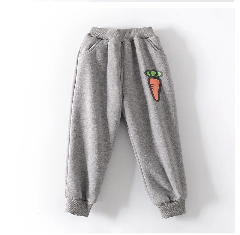 Новые зимние детские брюки из плотного флиса детские брюки с рисунком морковки