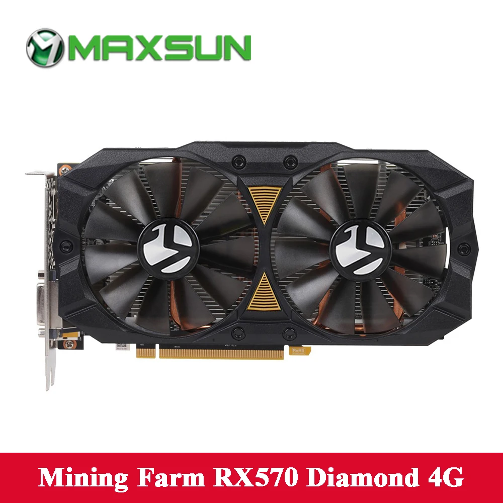 MAXSUN AMD RX570 Diamond 4 г Графика карты 256bit 29 6-30.6Mh/s GDDR5 7000 мГц 1168 мГц- 1244 DP * 3 + HDMI DVI видео для