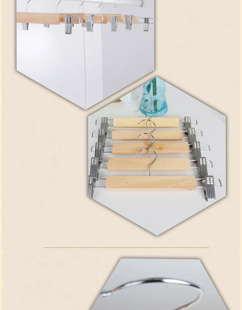 2 шт./партия Высококачественная прочная деревянная вешалка для одежды Ретро вешалка для юбки держатель детские брюки Органайзер для шкафа с зажимами для брюк ок 0208