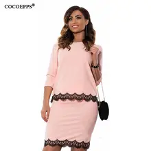 Picee 2 COCOEPPS Novo 6XL Mulheres Vestido de Renda Conjunto Grande Tamanho Grande Escritório Trabalho Feminino Vestido Rosa Casual e Elegante Preto vestido Vestidos