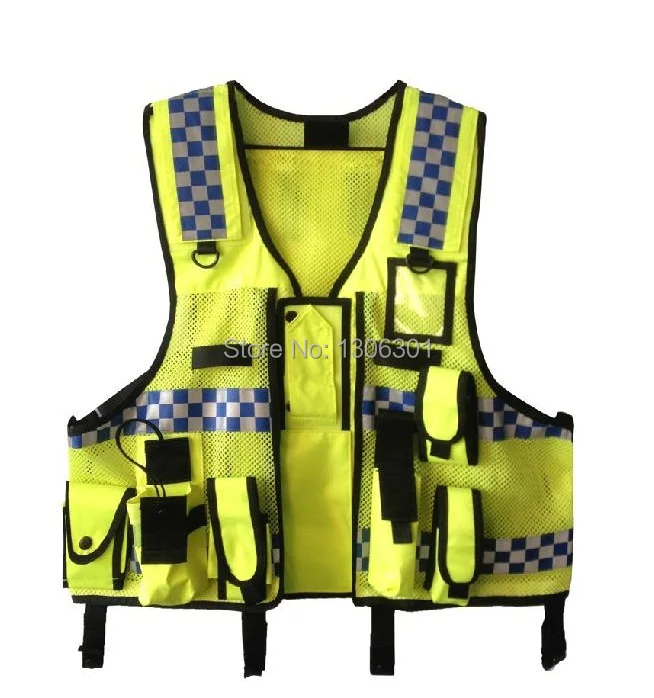 New Hongkong Style Multi-functional Police Reflective Warning Clothing Bright Silver Reflective Vest