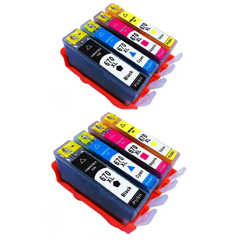 

8 PK COMPATIBLE INK CARTRIDGES for hp 670 670XL for HP Deskjet 3525 4615 4625 5525 6525 PRINTER with ink with chip