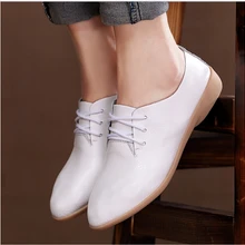 Женские оксфорды из натуральной кожи; повседневные туфли для медсестры с острым носком; сезон весна-осень; туфли на плоской подошве; женские лоферы;