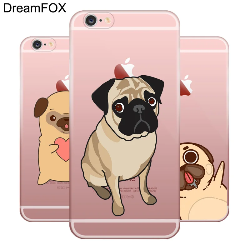 M442 Милый Мягкий ТПУ силиконовый чехол с Мопсом для Apple iPhone 11 Pro XR XS Max 8X7 6 6S Plus 5 5S SE 5C 4