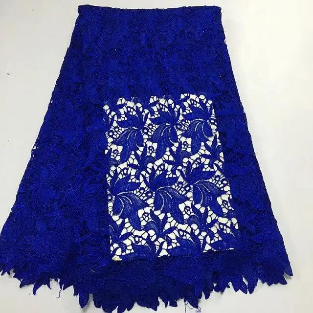 

5 Yards/pc Fashion royal blue leaves african water soluble guipure lace embroidery for french cord lace fabric for dress BW160-1