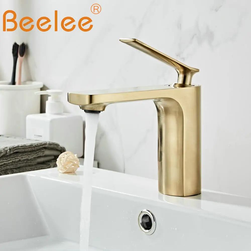 Beelee, современный Одноручный кран для ванной комнаты, кран для раковины, кран для раковины, матовый никель, золотое покрытие, кран для туалета BL6682BG