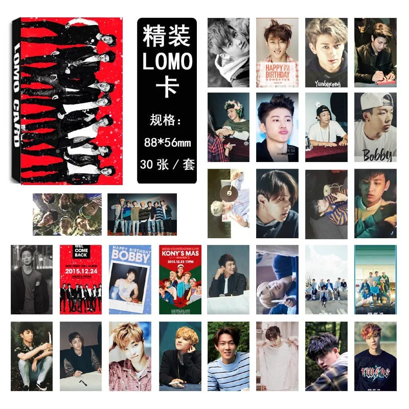 KPOP 2018 Горячая открытка IKON фото карты k-pop текст постер + наклейка 30 шт LOMO карта k поп