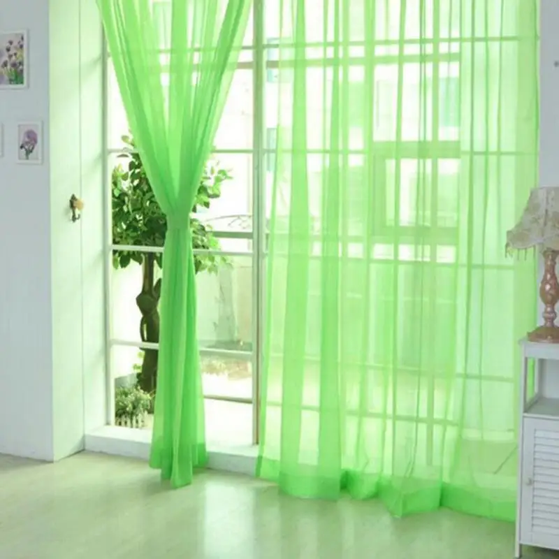 Новая романтическая спальня дешевая готовая органза детская оконная занавеска для гостиной Свадебный домашний декор - Цвет: green