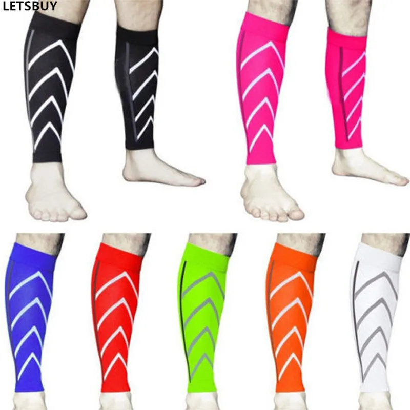 Image Fluorescence candy color mens womens night running compression socks leg pressure calf sock for outdoor sports basketball soccer