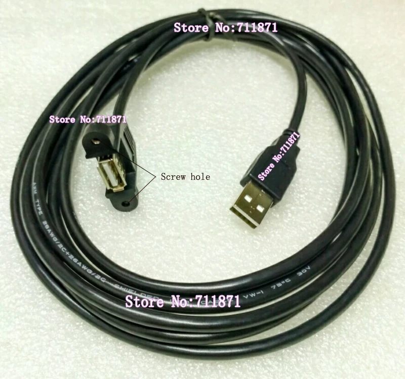 With screw hole Pure copper Male to Female USB2.0 Extension cord 3.0M