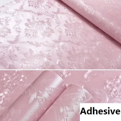 60 см x 5 м виниловые самоклеющиеся обои для домашнего декора цветочные обои для гостиной спальни фон водонепроницаемые наклейки на стену - Цвет: Pink