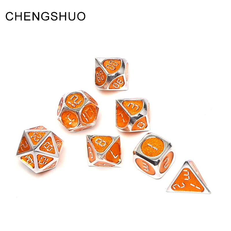 

Chengshuo dnd metal dice rpg polyhedral set dungeons and dragons d&d table game d20 12 10 Zinc alloy orange digital dices dodas