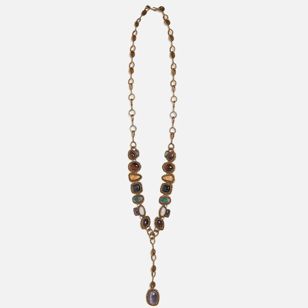 Dvacaman Bohemian ZA многоцветный полудрагоценный камень ожерелье Женская подвеска цепь и колье ожерелье вечерние ювелирные изделия женские