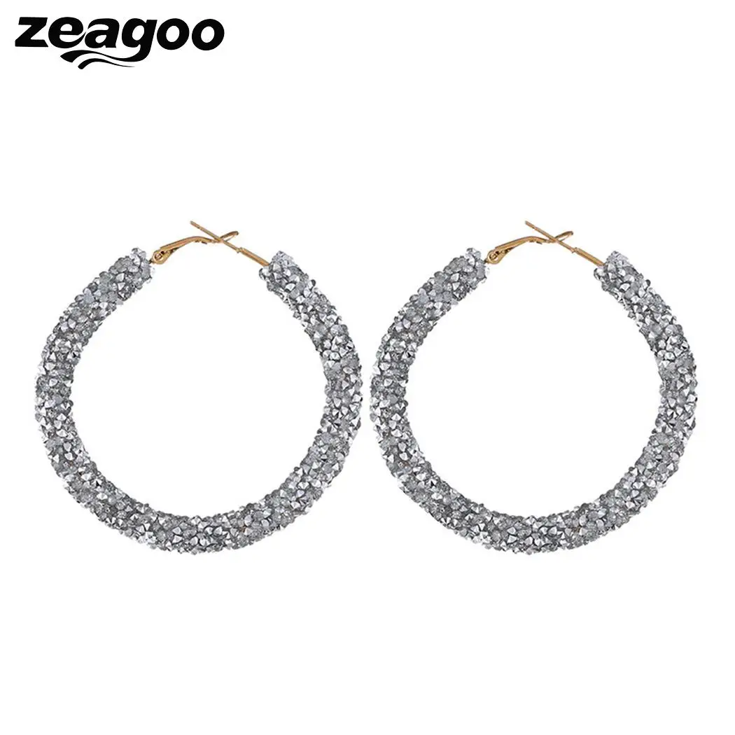 Circle Jewelry Fashion Women Earrings Hoop Earrings Crystal Rhinestone