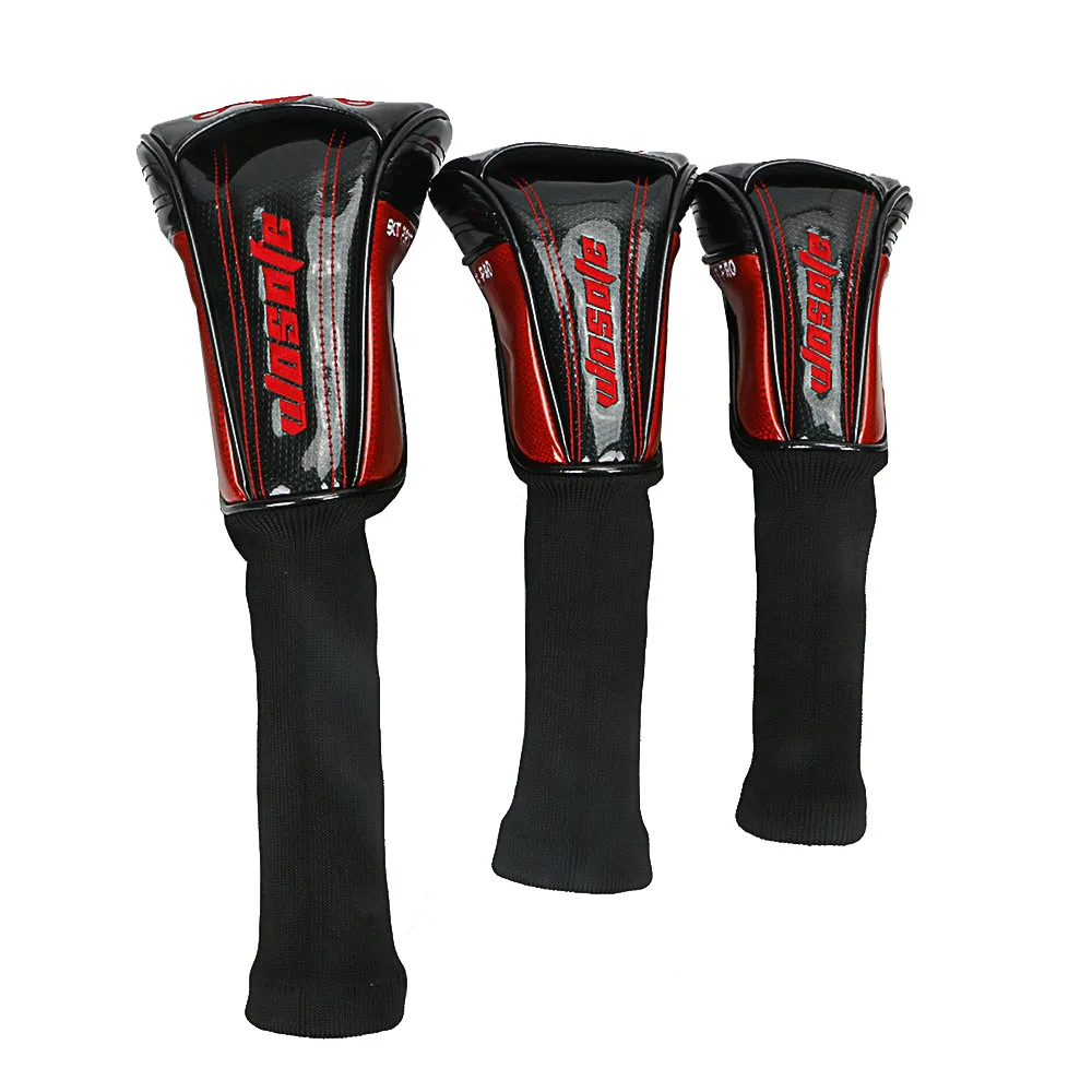 Golf Club Headcovers 1# Driver 3# 5# Wood # Hybrid Cover PU Leather with red Skull embroidery Head Covers free shipping Golf Club Headcovers 1# Driver 3# 5# Wood # Hybrid Cover PU Leather with red Skull embroidery Head Covers free shipping