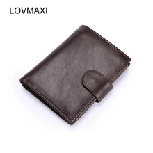LOVMAXI мужские компактные кошельки из натуральной кожи, винтажный кошелек с застежкой, мужской повседневный кофейный кошелек, большая емкость, кошельки, деловые