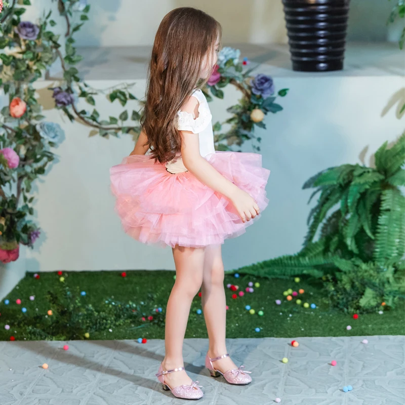 Buenos Ninos Baby Girls Fluffy 8-Layers Ballet Dance Pettiskirt Girl Princess Tulle Skirt With Pompom Puff Balls For 1-6T3